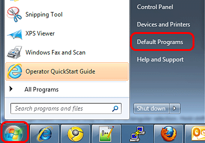 Windows 7 Start Menu, Default Programs